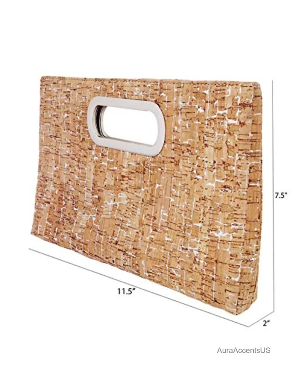 Natural Cork Top Handle Clutch with Detachable Chain Strap